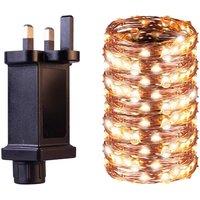 Netagon Mains Copper Wire 200 Warm White LED String Light with Programme Controller 20m