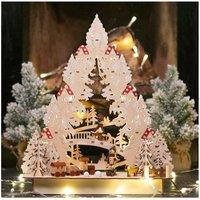 Netagon Battery Powered Wooden Light Up Festive Scene in White