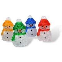 Netagon Set of 4 Acrylic Outdoor & Indoor Christmas Battery Operated Snowmen Ornaments With Timer in Clear