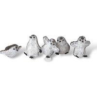Netagon Christmas Festive Set of 5 Acrylic Outdoor & Indoor Battery Operated Penguins With Timer in White