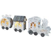 Xmas Haus Festive Light Up LED Wood Train in White