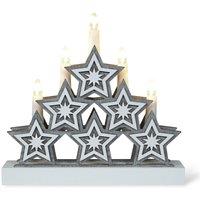 Xmas Haus Natural Festive Wood LED Light Up Christmas Candle Arch With stars in White