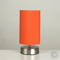 ValueLights Francis Brushed Chrome Dimmable Touch Table Lamps with Fabric Shade in Orange