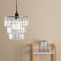 ValueLights Kelsks Chandelier Style Droplet Easy Fit Ceiling Pendant Lamp Shade in Silver
