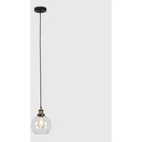 ValueLights Sheridan Industrial Glass Bowl Gold Trim Black Ceiling Pendant Light