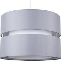 ValueLights Sophia Tier Large 35cm Drum Easy Fit Ceiling Pendant Light Lamp Shade in Grey | Size: 14 inches