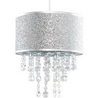 ValueLights Bonita 28cm Glitter Droplets Easy Fit Ceiling Pendant Light Lamp Shade in Silver