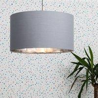 ValueLights Reni Pale Grey with Metallic Chrome Inner Easy Fit Ceiling Lamp Shade | Size: Medium