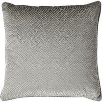 Paoletti Florence Geometric Embossed Velvet Piped Cushion in Silver | Size: 55 cm x 55 cm