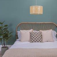 ValueLights Reni Natural Wicker with White Trim Easy Fit Drum Ceiling Lamp Shade | Size: Medium
