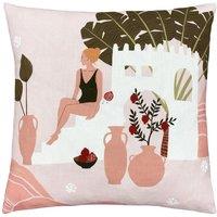 Furn Nalani Abstract Moroccan Courtyard Printed Cushion in Beige | Size: 50 cm x 50 cm