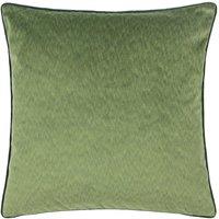 Paoletti Torto Mottled Velvet Contrast Piped Cushion in Green | Size: 50 cm x 50 cm