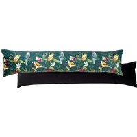 Wylder Nature Midnight Garden Birds Printed Velvet Draught Excluder in Teal