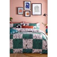 Furn Mythos Checkerboard Printed Reversible Duvet Cover Set in Jade | Size: King