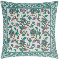 Paoletti Mentera 100% Cotton Floral Cushion in Green | Size: 50 cm x 50 cm