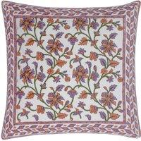 Paoletti Mentera 100% Cotton Floral Cushion in Lilac | Size: 50 cm x 50 cm