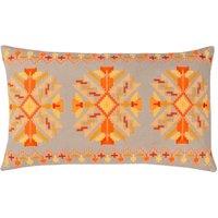 Furn Kalina Embroidered 100% Cotton Cushion in Orange