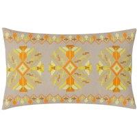 Furn Kalina Embroidered 100% Cotton Cushion in Yellow