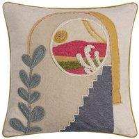 Furn Margo Embroidered 100% Cotton Tufted Cushion | Size: 50 cm x 50 cm