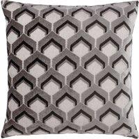 Paoletti Ledbury Geometric Velvet Cushion in Grey | Size: 45 cm x 45 cm