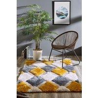 Origin '3D GEO Shaggy' Rug in Yellow | Size: 60 cm x 110 cm