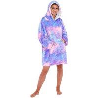 Just Essentials Galaxy Print Oversized Sherpa Fleece Hooded Blanket Wearable Throw in Lilac