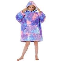 Just Essentials Galaxy Print Oversized Sherpa Fleece Hooded Blanket Wearable Throw in Lilac