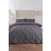 OHS Diamond Pintuck Duvet Cover with Pillowcase in Charcoal | Size: Double