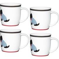KitchenCraft Set of 4 China Solo Westie Mugs in White