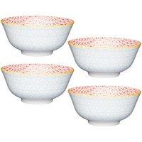 KitchenCraft Set of 4 Geometric Blue Ceramic Bowls in Baby Blue