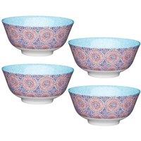 KitchenCraft Set of 4 Blue & Red Mosaic Style Ceramic Bowls