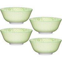 KitchenCraft Set of 4 Green & White Tile Effect Ceramic Bowls in Light Green