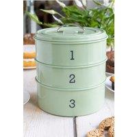 Living Nostalgia Sage Green 3-Tier Metal Cake Storage Tin