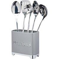 Lovello Utensil Holder with Textured Design & Secure Base Vintage in Grey