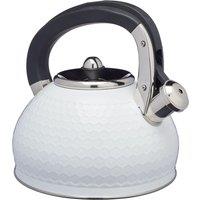 Lovello Whistling Kettle for Gas & Other Hob Types, Heat Resistant Handle, Stainless Steel, 2.5L in White