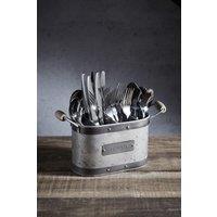 Industrial Kitchen Galvanised Steel Utensil Caddy in Grey