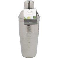 BarCraft Hammered Stainless Steel Cocktail Shaker with Built-In Strainer, 700ml in Silver