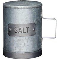 Industrial Kitchen Galvanised Metal Salt Dispenser Pot in Metallic Silver