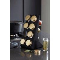 MasterClass Eight Jar Spice Rack with Matt Black & Brass Finish
