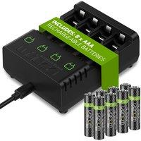 Venom Rechargeable Battery Charging Dock plus 8 x AAA 800mAh Batteries in Black