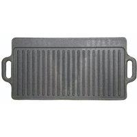 KitchenCraft Deluxe Cast Iron Griddle 45x23cm, Sleeved in Mid Grey | Size: 45x23 cm