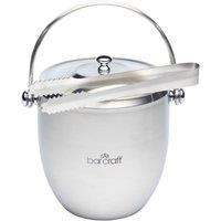 BarCraft Stainless Steel Ice Bucket with Lid & Tongs in Silver
