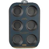 MasterClass Non-Stick 6 Hole Deep Baking Pan in Metallic Silver