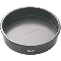 MasterClass Non-Stick Loose Base Sandwich Pans, Set of 2 Round Carbon Steel Baking Cake Tins, 18cm in Charcoal