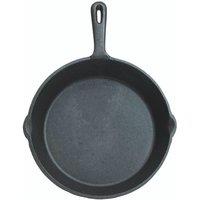 KitchenCraft Deluxe Cast Iron Grill Pan Round Plain 24cm (9.5"), Sleeved in Mid Grey