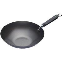 KitchenCraft Carbon Steel 30cm Non-Stick Wok in Dark Grey