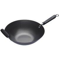 KitchenCraft Carbon Steel 35.5cm Non-Stick Wok in Dark Grey