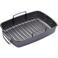 MasterClass Non-Stick Roaster with Rack, 40x28x7.5cm, Display Boxed in Grey | Size: 40x28x7.5 cm
