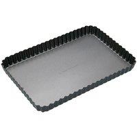 MasterClass Rectangular Fluted Loose Base Non-Stick Flan Tin, 31 x 21cm in Black | Size: 31 x 21 cm