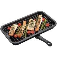 KitchenCraft Non-Stick Enamel Grill Pan, 40x23cm, Display Boxed in Mid Grey | Size: 40x23 cm